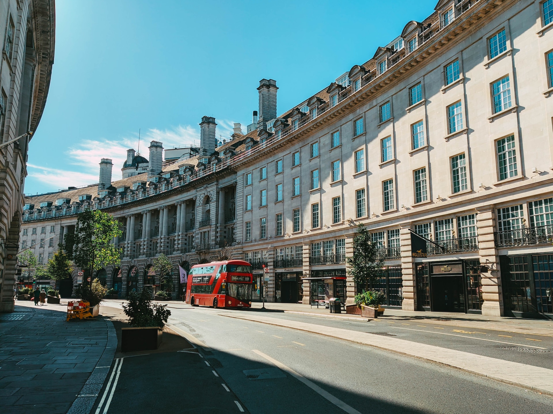 Image of Regent Street in London with red bus